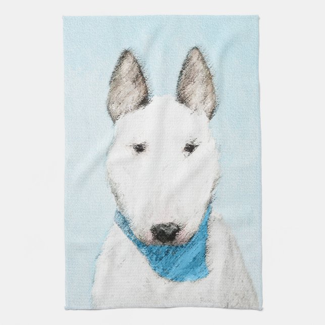 Bull Terrier Painting - Cute Original Dog Art Kitchen Towel (Vertical)