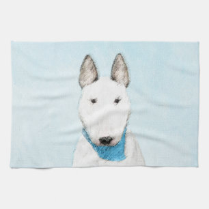 Bull Terrier Painting - Cute Original Dog Art Kitchen Towel