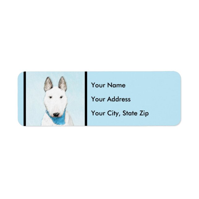 Bull Terrier Painting - Cute Original Dog Art Label (Front)
