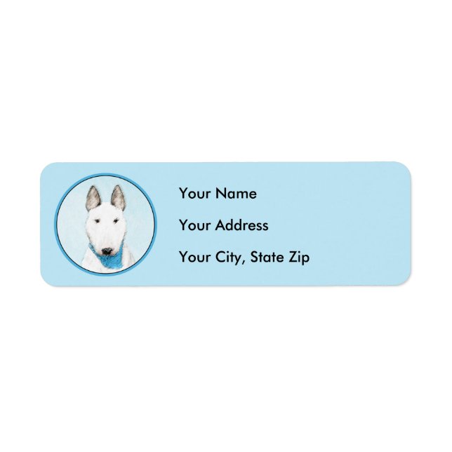 Bull Terrier Painting - Cute Original Dog Art Label (Front)