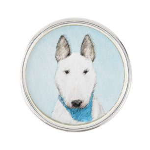 Bull Terrier Painting - Cute Original Dog Art Lapel Pin
