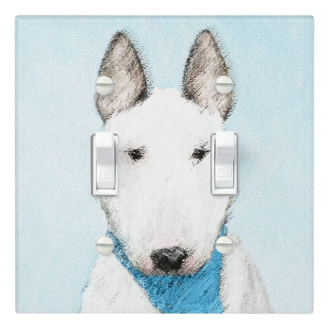 Bull Terrier Painting - Cute Original Dog Art Light Switch Cover (In Situ)