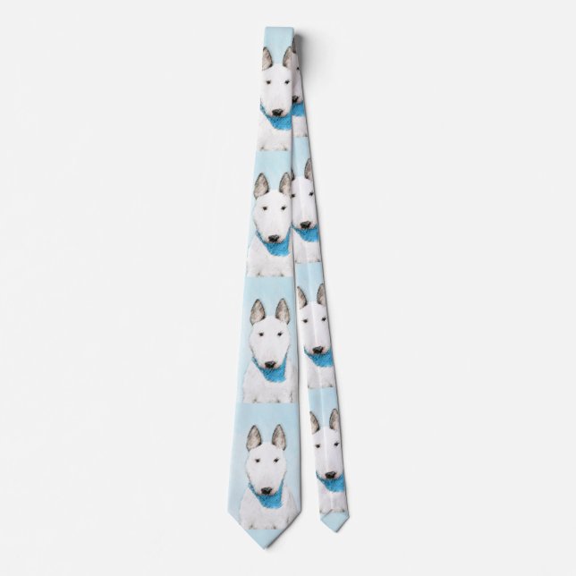 Bull Terrier Painting - Cute Original Dog Art Neck Tie (Front)