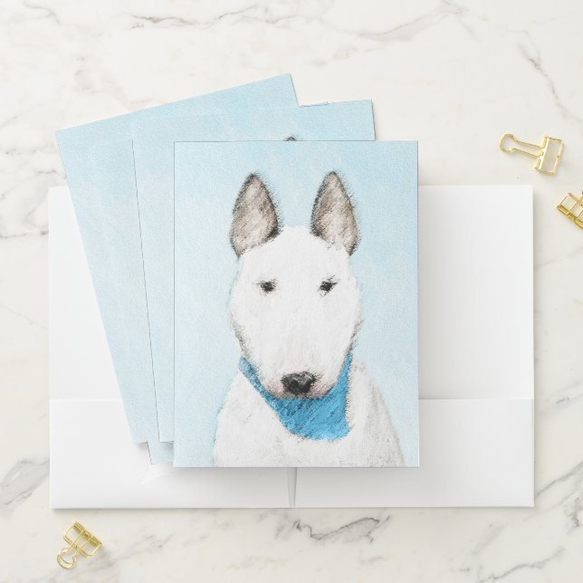 Bull Terrier Painting - Cute Original Dog Art Pocket Folder (In Situ)