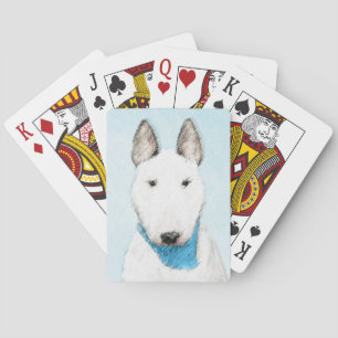 Bull Terrier Painting - Cute Original Dog Art Poker Cards