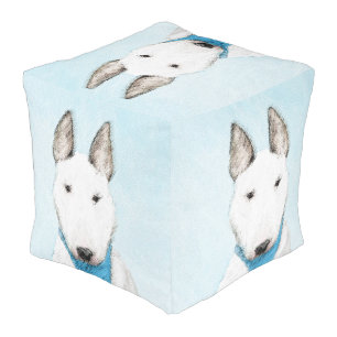 Bull Terrier Painting - Cute Original Dog Art Pouf