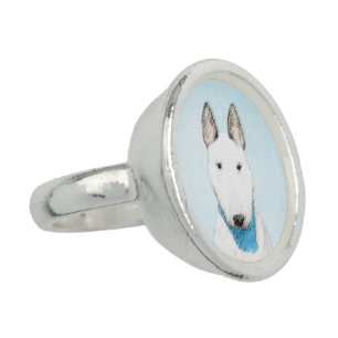 Bull Terrier Painting - Cute Original Dog Art Ring