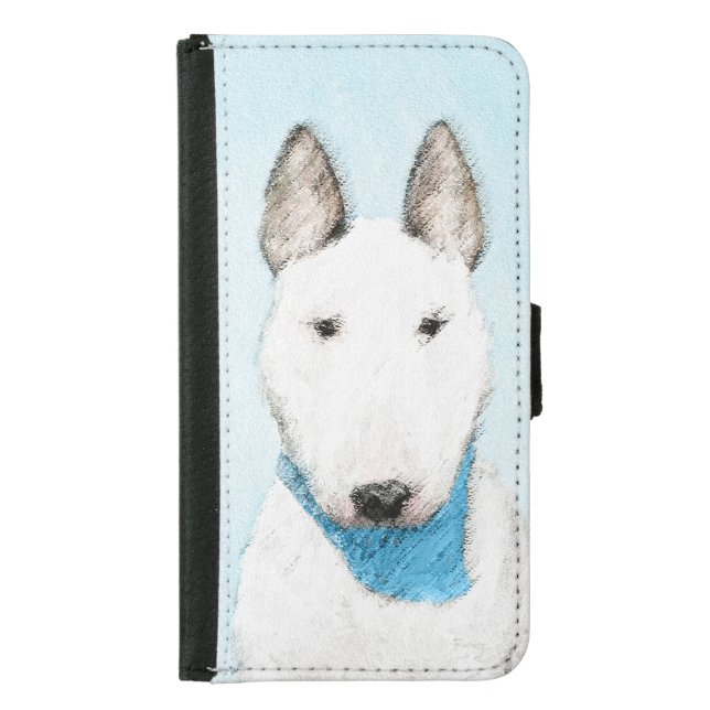 Bull Terrier Painting - Cute Original Dog Art Samsung Galaxy Wallet Case (Front)