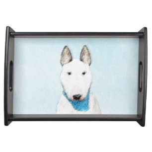 Bull Terrier Painting - Cute Original Dog Art Serving Tray