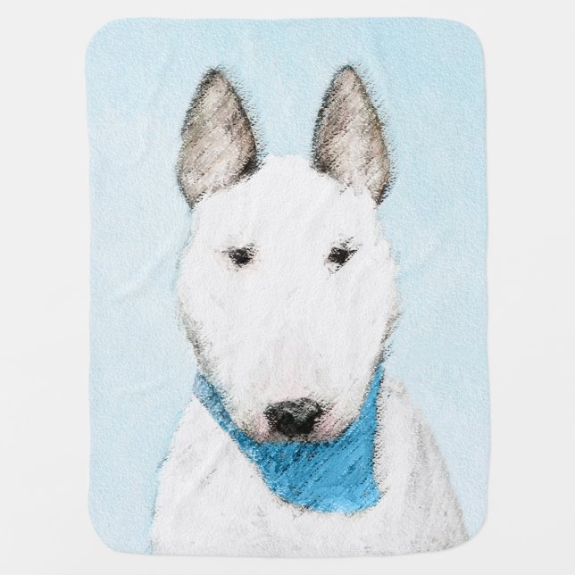 Bull Terrier Painting - Cute Original Dog Art Swaddle Blanket (Front)