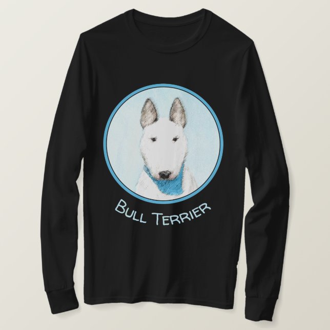 Bull Terrier Painting - Cute Original Dog Art T-Shirt (Design Front)