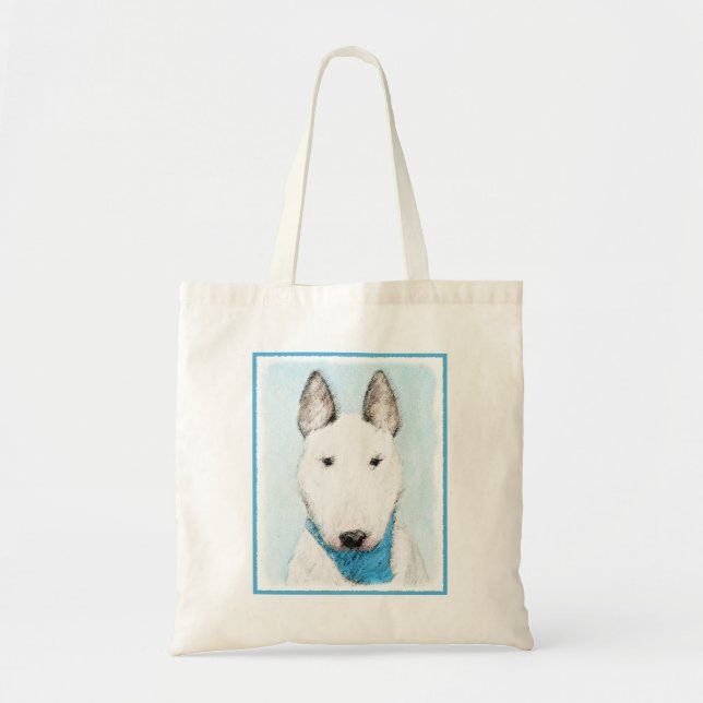 Bull Terrier Painting - Cute Original Dog Art Tote Bag (Front)