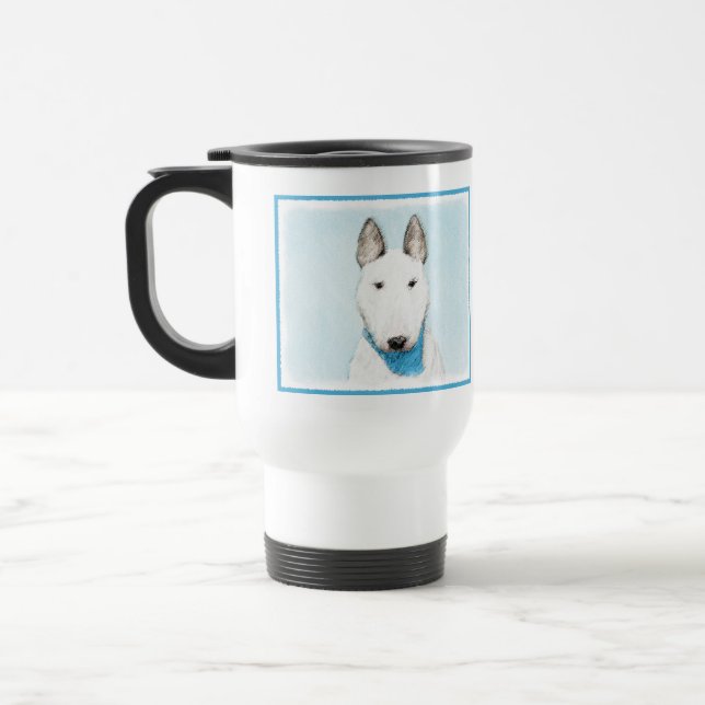 Bull Terrier Painting - Cute Original Dog Art Travel Mug (Left)