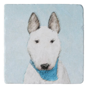 Bull Terrier Painting - Cute Original Dog Art Trivet