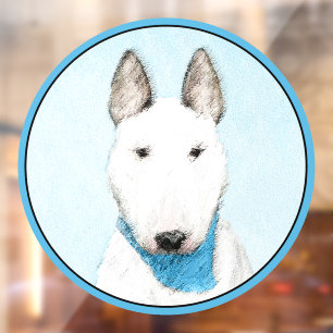 Bull Terrier Painting - Cute Original Dog Art Window Cling