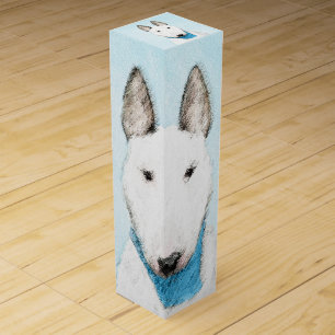 Bull Terrier Painting - Cute Original Dog Art Wine Box