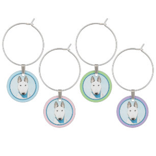 Bull Terrier Painting - Cute Original Dog Art Wine Charm