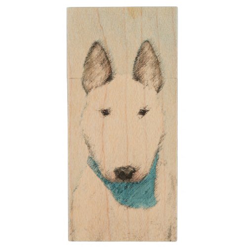 Bull Terrier Painting _ Cute Original Dog Art Wood USB Flash Drive