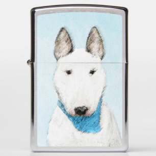 Bull Terrier Painting - Cute Original Dog Art Zippo Lighter