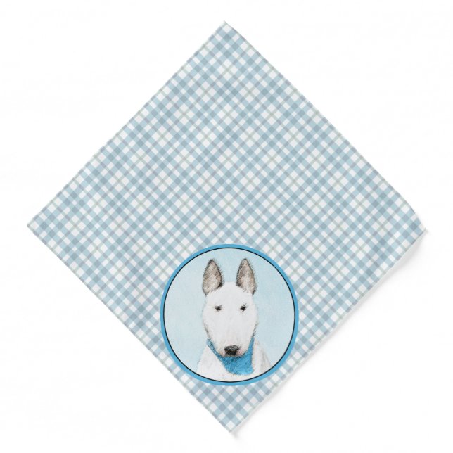 Bull Terrier Painting White English Cute Dog Art Bandana (Front)