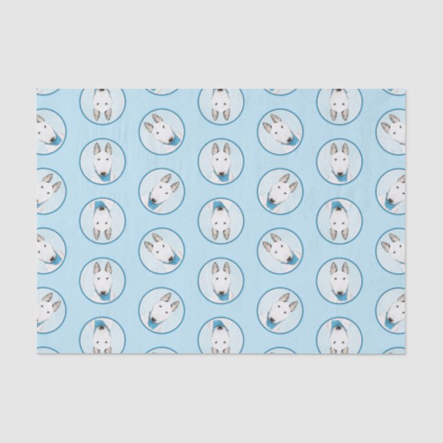 Bull Terrier Painting White English Cute Dog Art Tissue Paper (Front)