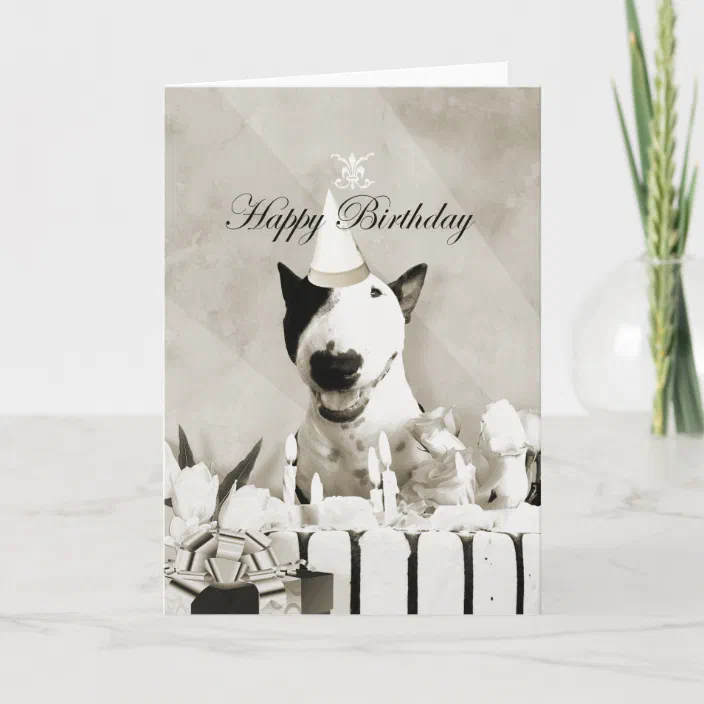 STAFFORDSHIRE BULL TERRIER DOG HEAD STUDY BIRTHDAY GREETINGS NOTE CARD 