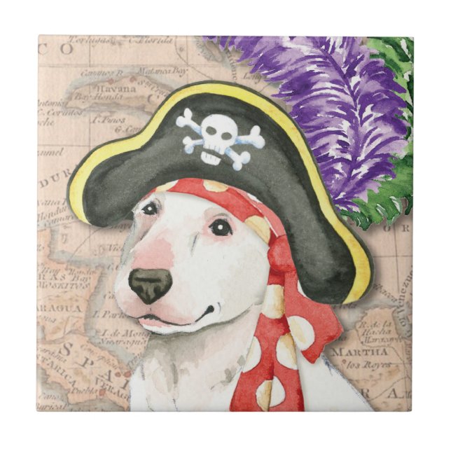 Bull Terrier Pirate Ceramic Tile (Front)
