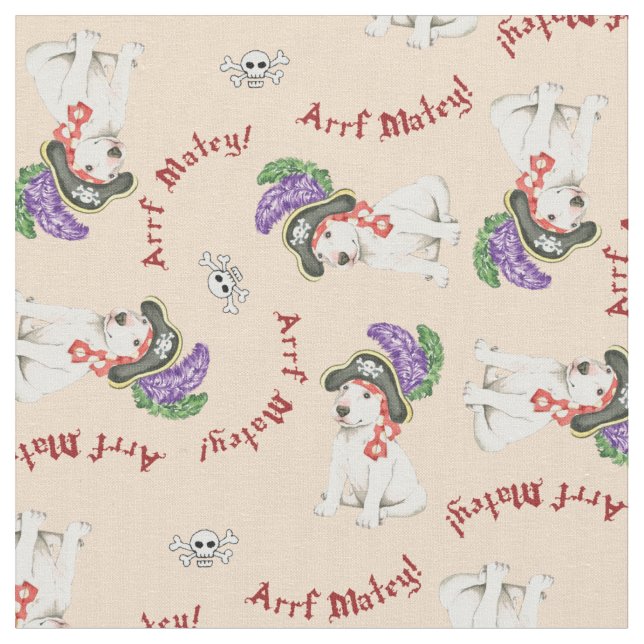Bull Terrier Pirate Fabric (Close Up)