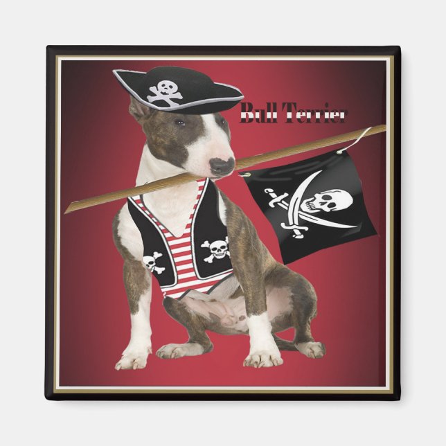 Bull Terrier Pirate Gifts Magnet (Front)