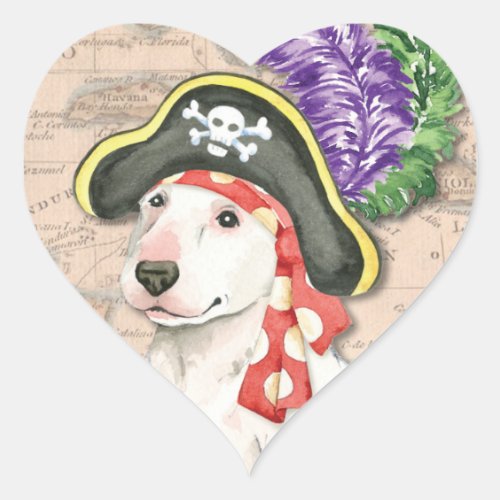 Bull Terrier Pirate Heart Sticker