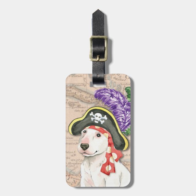 Bull Terrier Pirate Luggage Tag (Front Vertical)