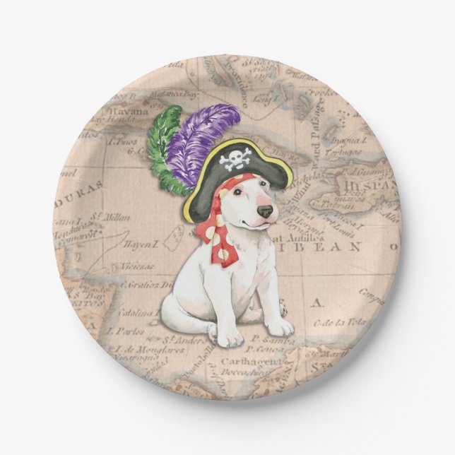 Bull Terrier Pirate Paper Plates (Front)