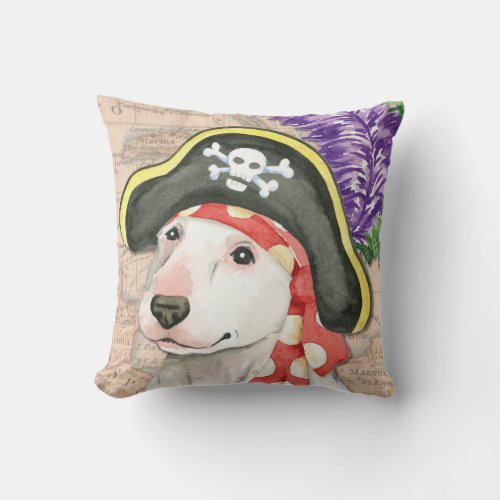 Bull Terrier Pirate Throw Pillow