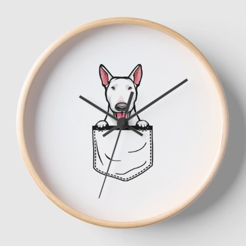 Bull Terrier Pocket Dog T Shirt Clock
