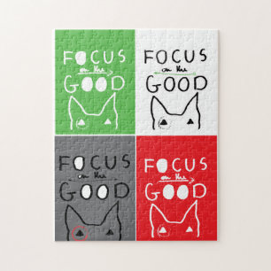 Bull Terrier Pop Art Focus on the GOOD quote Postc Jigsaw Puzzle