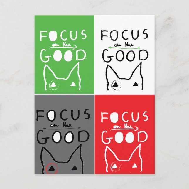 Bull Terrier Pop Art Focus on the GOOD quote Postcard (Front)