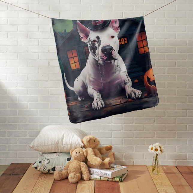 Bull Terrier Pumpkins Halloween Scary Baby Blanket (In Situ)