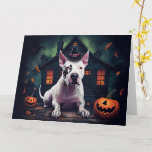 Bull Terrier Pumpkins Halloween Scary Card