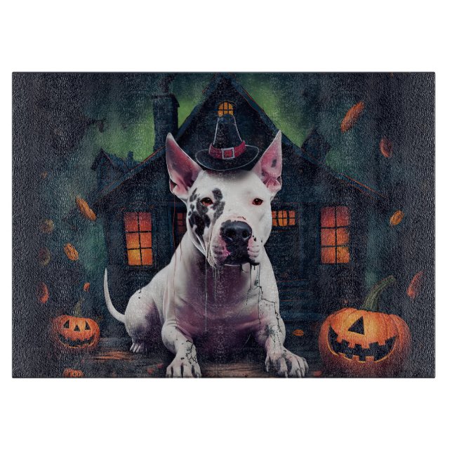 Bull Terrier Pumpkins Halloween Scary Cutting Board (Front)