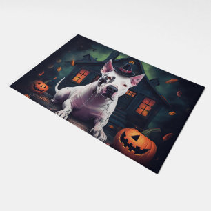 Bull Terrier Pumpkins Halloween Scary Doormat
