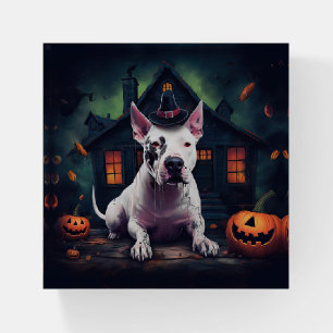 Bull Terrier Pumpkins Halloween Scary Paperweight