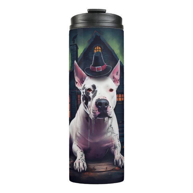 Bull Terrier Pumpkins Halloween Scary Thermal Tumbler (Front)