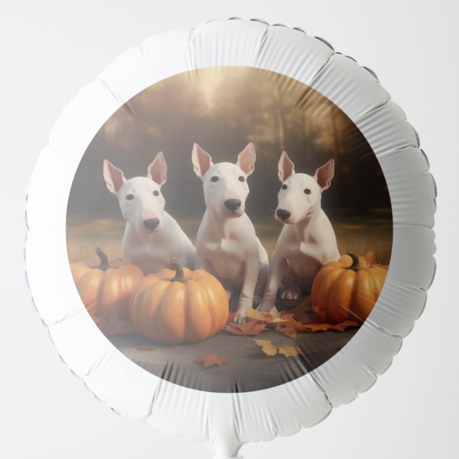 Bull Terrier Puppy Autumn Delight Pumpkin Balloon (Front)