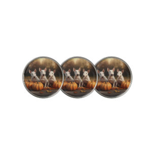 Bull Terrier Puppy Autumn Delight Pumpkin Golf Ball Marker