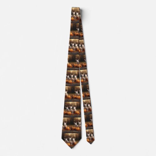 Bull Terrier Puppy Autumn Delight Pumpkin Neck Tie