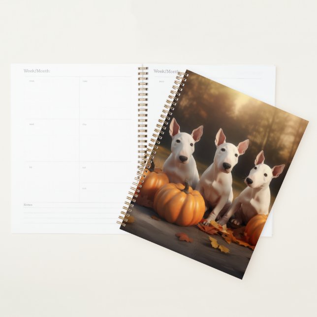 Bull Terrier Puppy Autumn Delight Pumpkin Planner (Display)