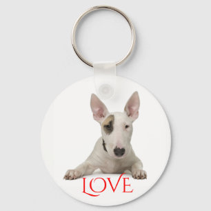 Bull Terrier Puppy Dog Red Love Keychain