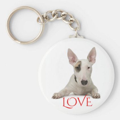 Bull Terrier Puppy Dog Red Love Keychain