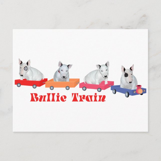 Bull Terrier Puppy Train Postcard (Front)
