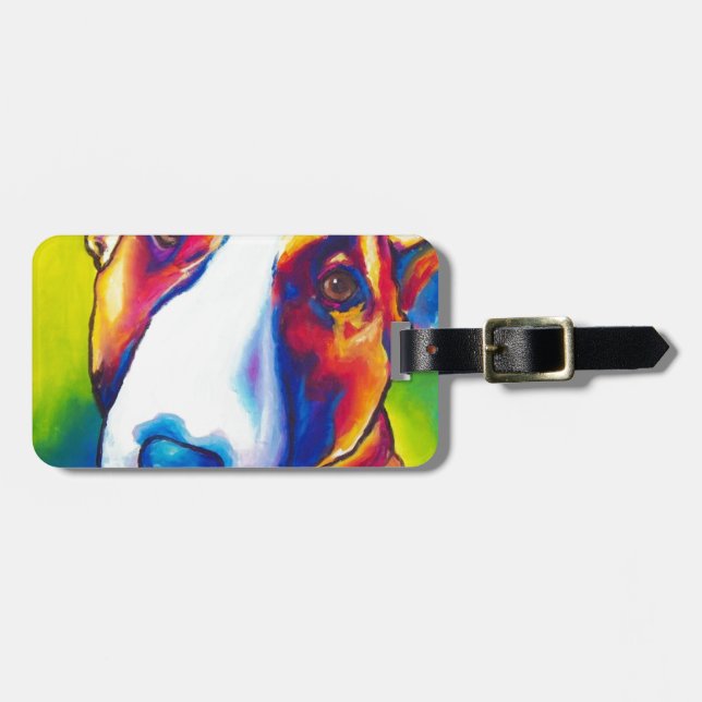 bull terrier red and white 2 luggage tag (Front Horizontal)